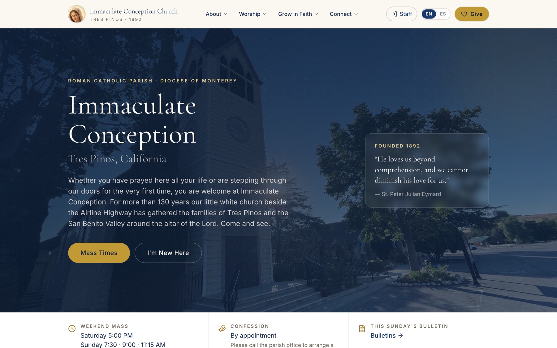 Immaculate Conception Parish website